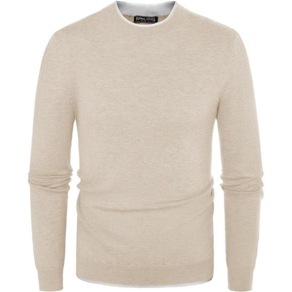 Mens Crewneck Dress Sweater Slim Fit Lightweight‎ Wool Blend Knitted Sweaters - Picture 3 of 6